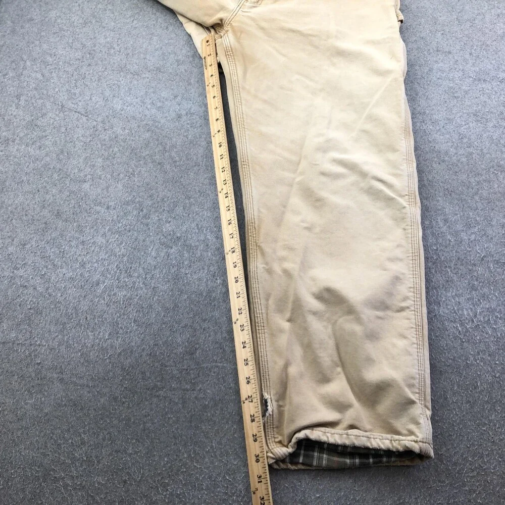 Carhartt Pants Mens 40x32 Brown Canvas Carpenter Flannel Lined Workwear B111 - Picture 14 of 14